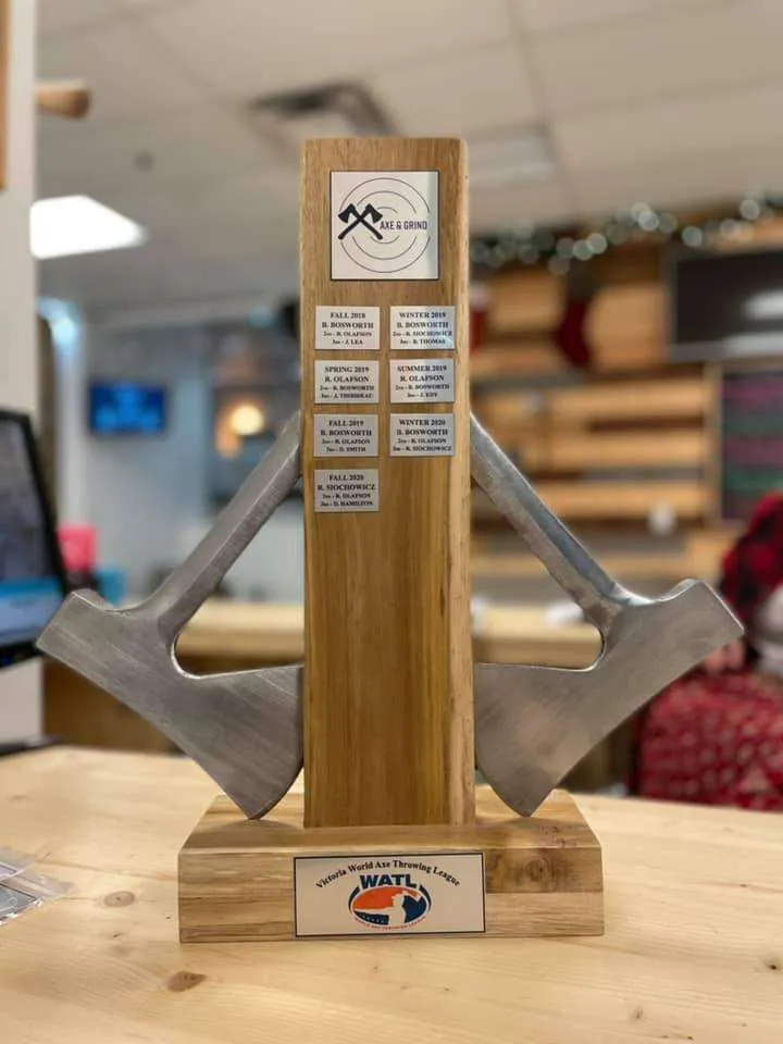 Axe & Grind league trophy.